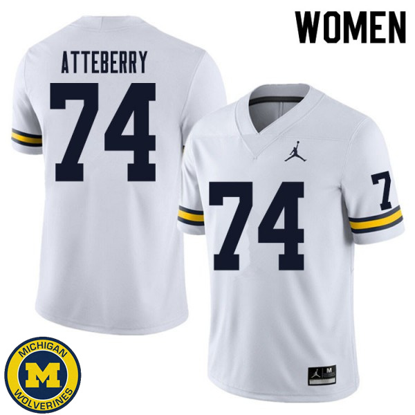 Womens Michigan Wolverines #74 Reece Atteberry White Football Jersey